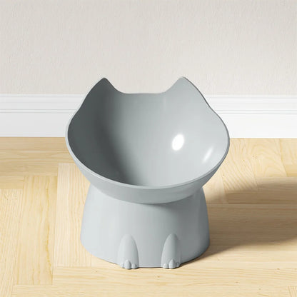 1pcs WhiskerWare Elevated Cat Bowl, Anti-Tip Plastic Raised Pet Feeding Dish with Tilted Edge, Neck Protection Kitty Food