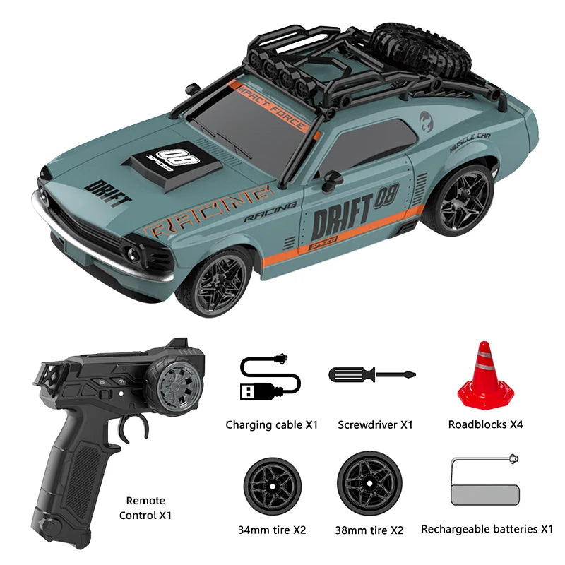 2026 New RC Car 1/18 Retro Remote Control Cars with Lights Racing Vehicle 2.4G Radio High Speed Drift Model Toys for Boys Gifts