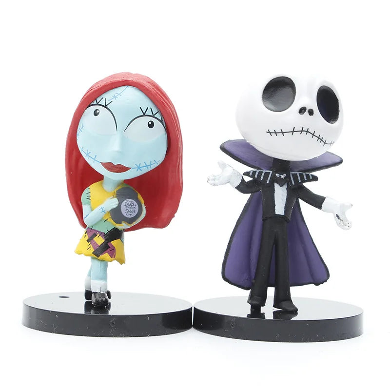 10 Pieces / Set Cartoon The Nightmare Sally Skellington Jack Action Figure Toy Christmas PVC Model Vinyl Figurine Halloween Gift