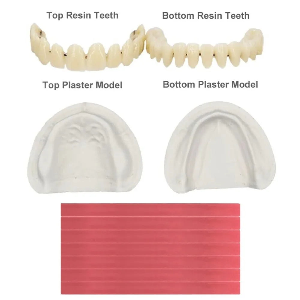 1Set Dentures Fake Teeth Braces Wax Strips DIY Kit Reusable Full/Partial Denture Top and Bottom Temporary Fake Tooth Easy Use