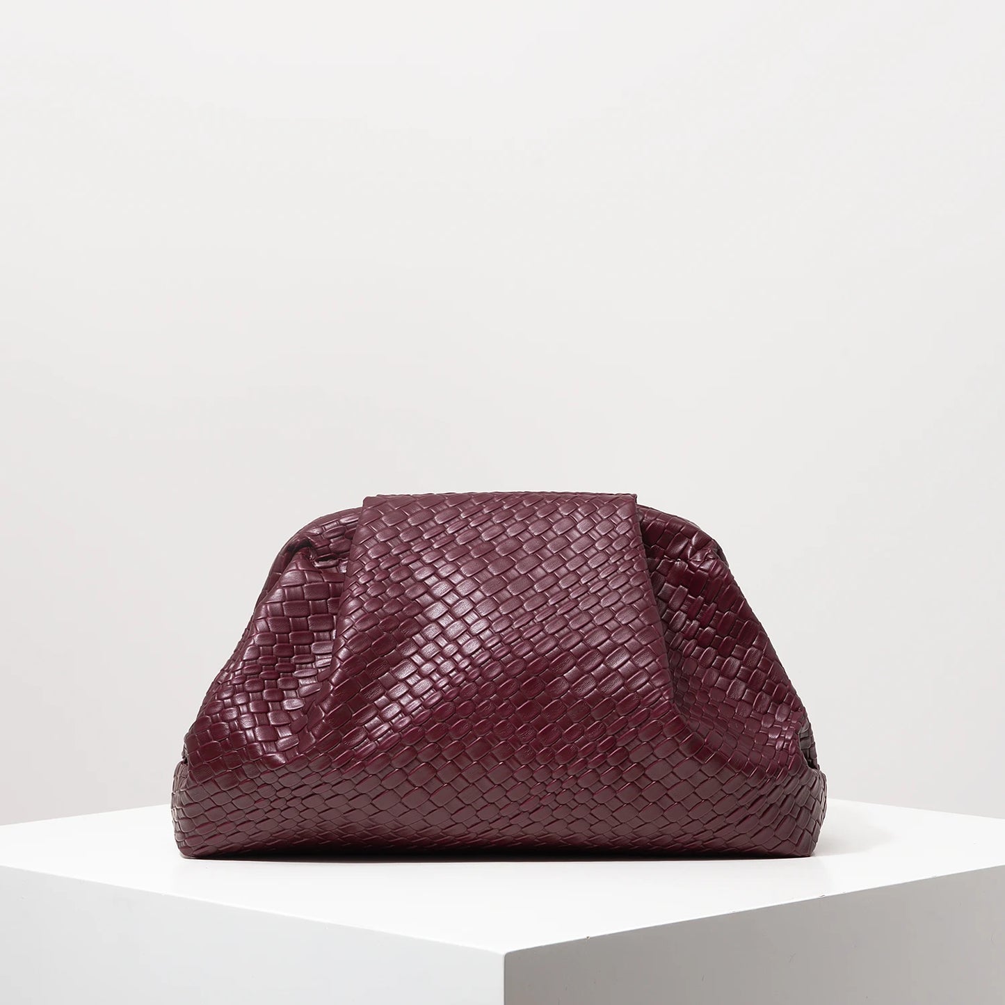Vintage Artificial Leather Woven Pattern Clutch Bag，Burgundy Bag，Formal Dresses for Women，Large Capacity Women Purse