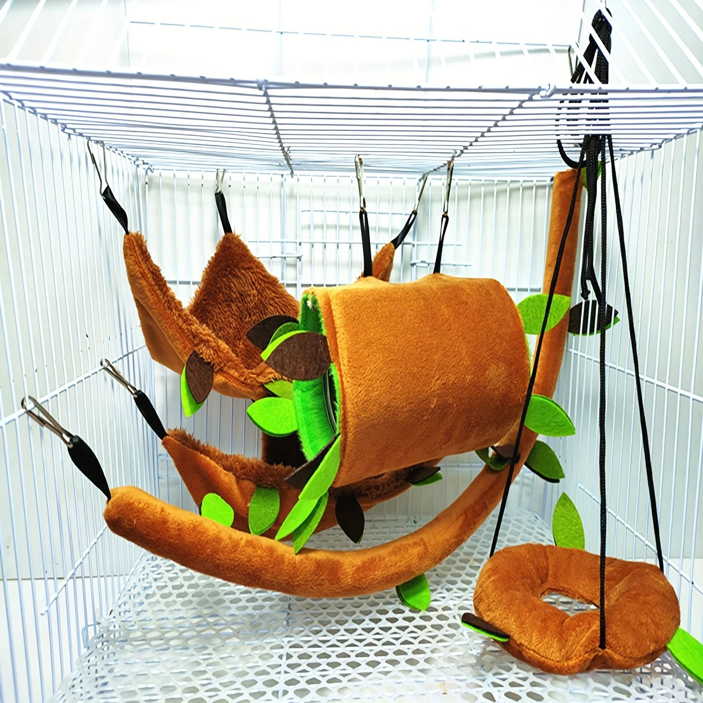 5pcs/set Plush Cotton Hamster Hammock Round Swing for Rats Rodent Small Animal Guinea Pig Ferret Double-layer Nests Pet Supplies