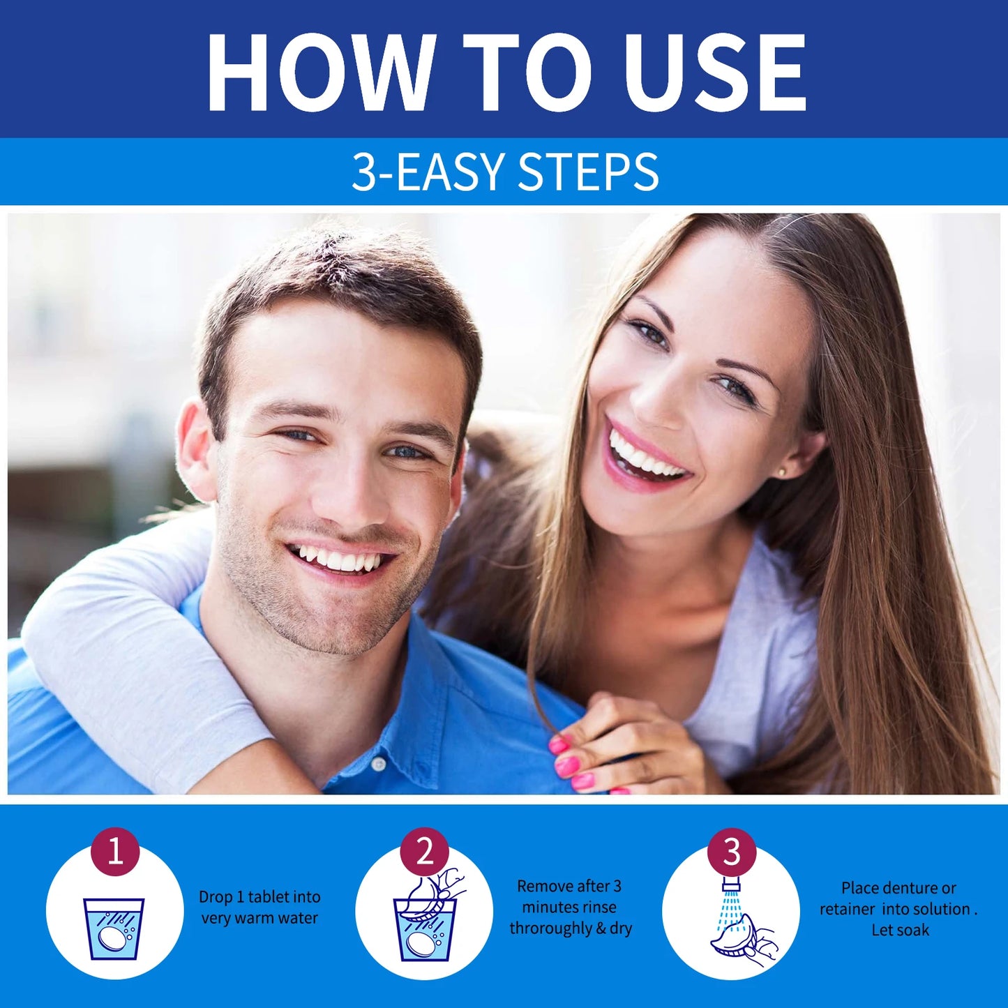 100PCS Denture Cleaning Tablets Removes Odor Oral Cleaning Retainer Cleaner for Aligner Mouth Night Guard