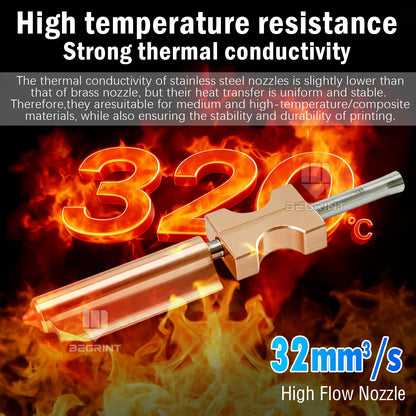 For FlashForge Ad5x Nozzle HTR 550°C Hardened 0.25 0.4 0.6 0.8 32mm³/s High Flow Ad5x Accessories Quick-Detachable Ad5x Hotend