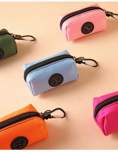 Canvas Dog Poop Bag Holder, Outdoor Pet Waste Bag Dispenser with Carabiner Clip, Animal Waste Collection Pouch