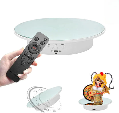 7.87 Inch 360 Degree Electric Rotating Stand with Remote Control for Jewelry Display,Photography and Video,3-position Adjustment