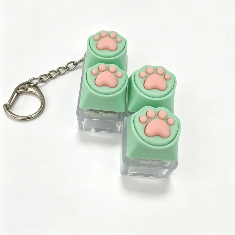 Cute Cat Paw Silicone Fidget Keychain Stress Relief Toy Portable Decor Gift For Mechanical Keyboard Lovers