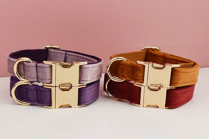 Velvet Collar Free Engrave Dog Collar Leash For Medium Big Pet Necklace Dog Accessories Dog Collars