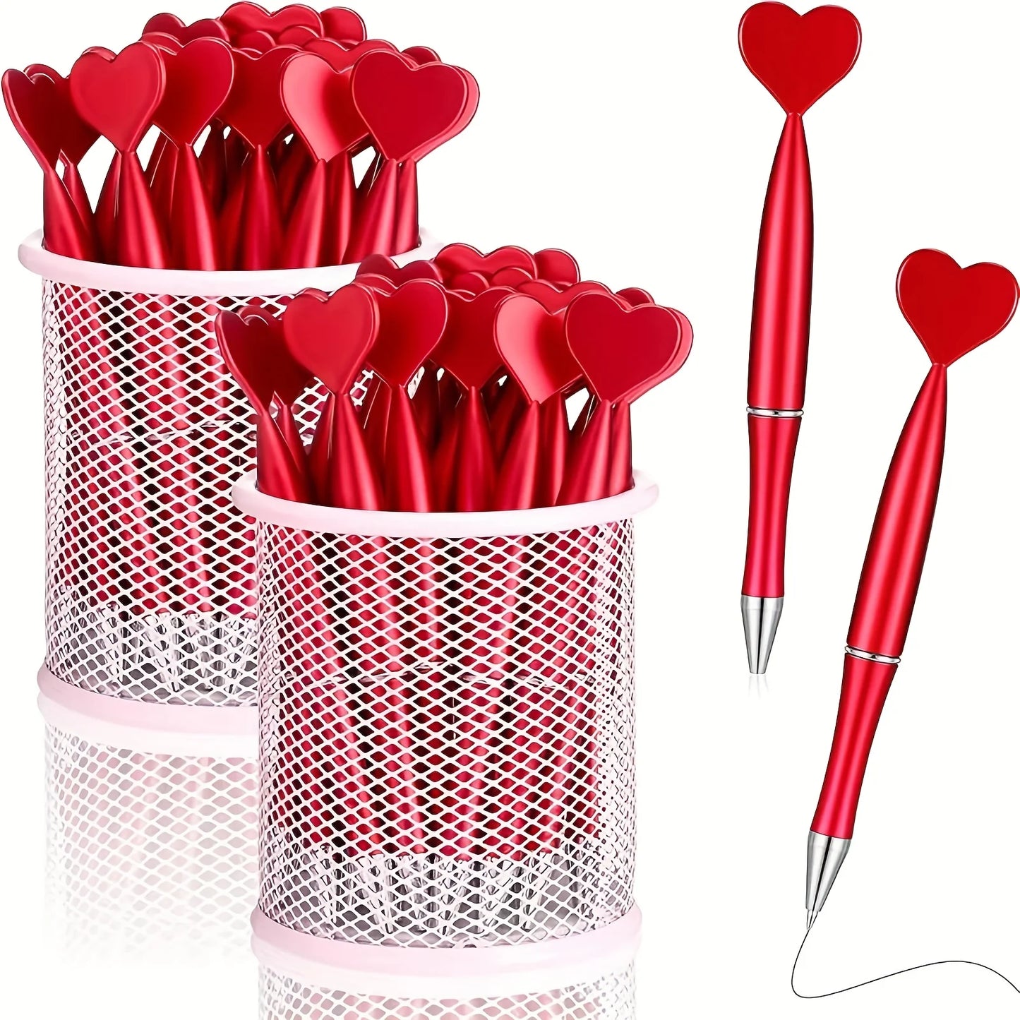 12pcs Valentine's Day Heart Shape Pens Black Gel Ink Rollerball Pens for Office School Supplies Gift Kids Ballpoint Pens