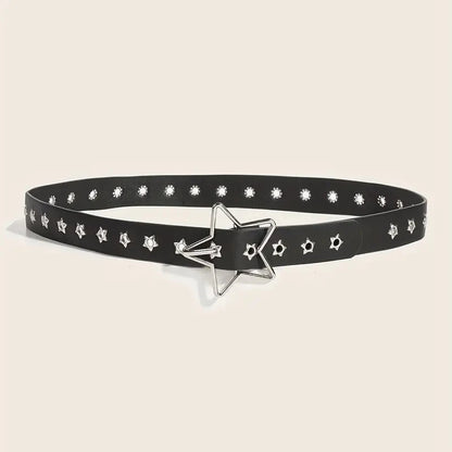 Fashion Punk style star buckle decorative belt with multiple holes small star shaped eyes multifunctional Jeans belt For Women