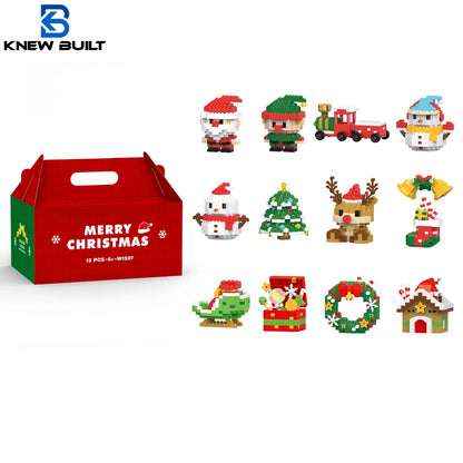 Christmas Gifts Micro Mini Building Blocks - Santa Claus, Christmas Tree, Reindeer, Snowman Train Elements Puzzle Assembling Toy