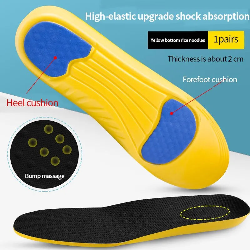 Sport Insoles for Men Women Shoe Inserts Pad Soft Breathable Sneakers Running Silicone Gel Cushion Orthopedic Care EVA Insoles