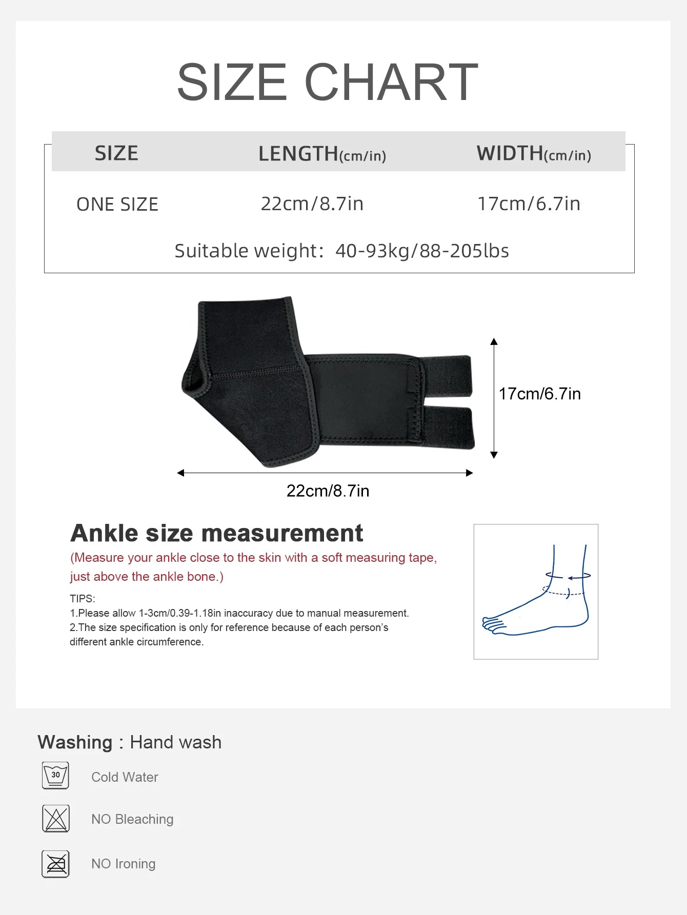 1 Piece Adjustable Neoprene Ankle Support for Running Basketball