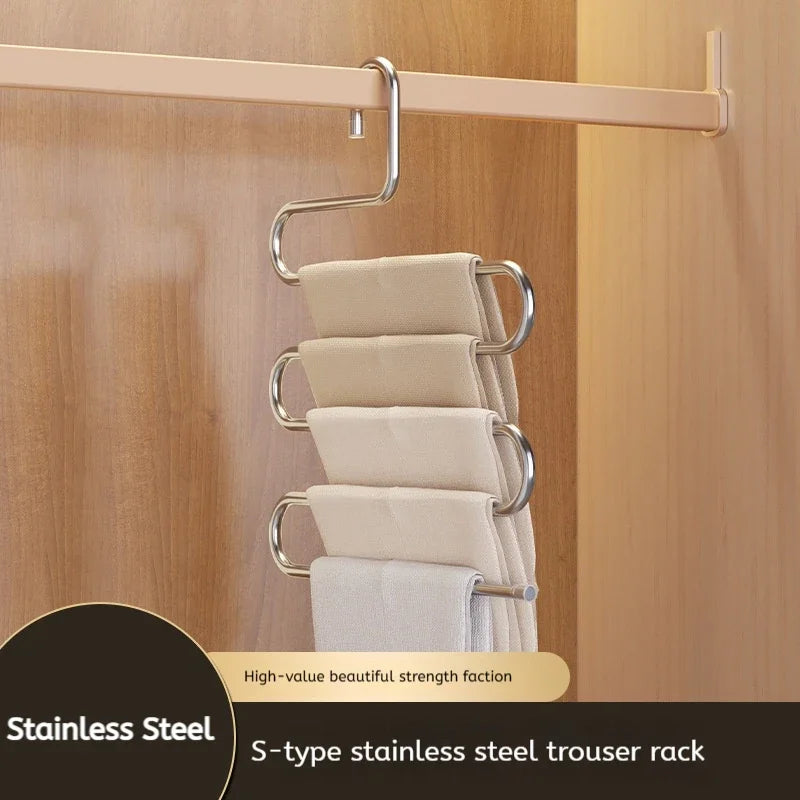 5 Layers Multi-functional Clothes Hangers Non-slip Pant Storage Rack Cloth Rack with Multiple Functions for Hanging and Storage