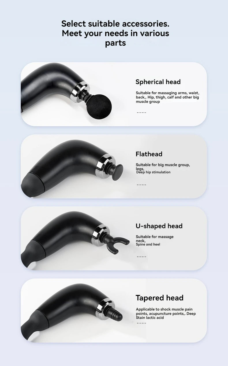 Portable Fascial Massage Gun Electric Percussion Pistol Massager Body Relaxation With LED Touch Screen 4Replaceable Massage Head