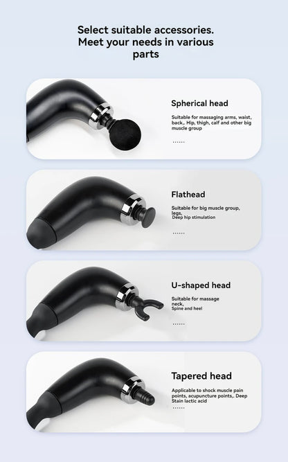 Portable Fascial Massage Gun Electric Percussion Pistol Massager Body Relaxation With LED Touch Screen 4Replaceable Massage Head