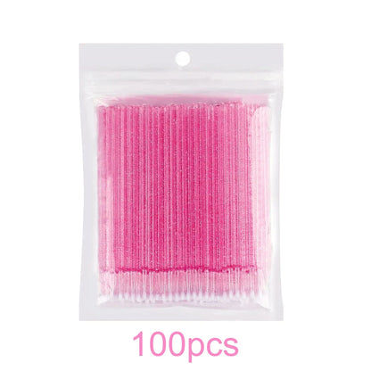 100/500Pcs Crystal Micro Applicator Brush for Eyelash Extension, Micro Cotton Swabs, Lips Mascara Wands Pink Microbrush LAUKISS