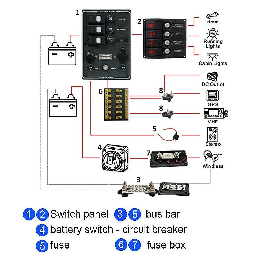 Bus Bar Terminal Block Battery Power Stud Junction M6 M8 BusBar Heavy Duty Power Distribution Stud for Car Truck RV Boat