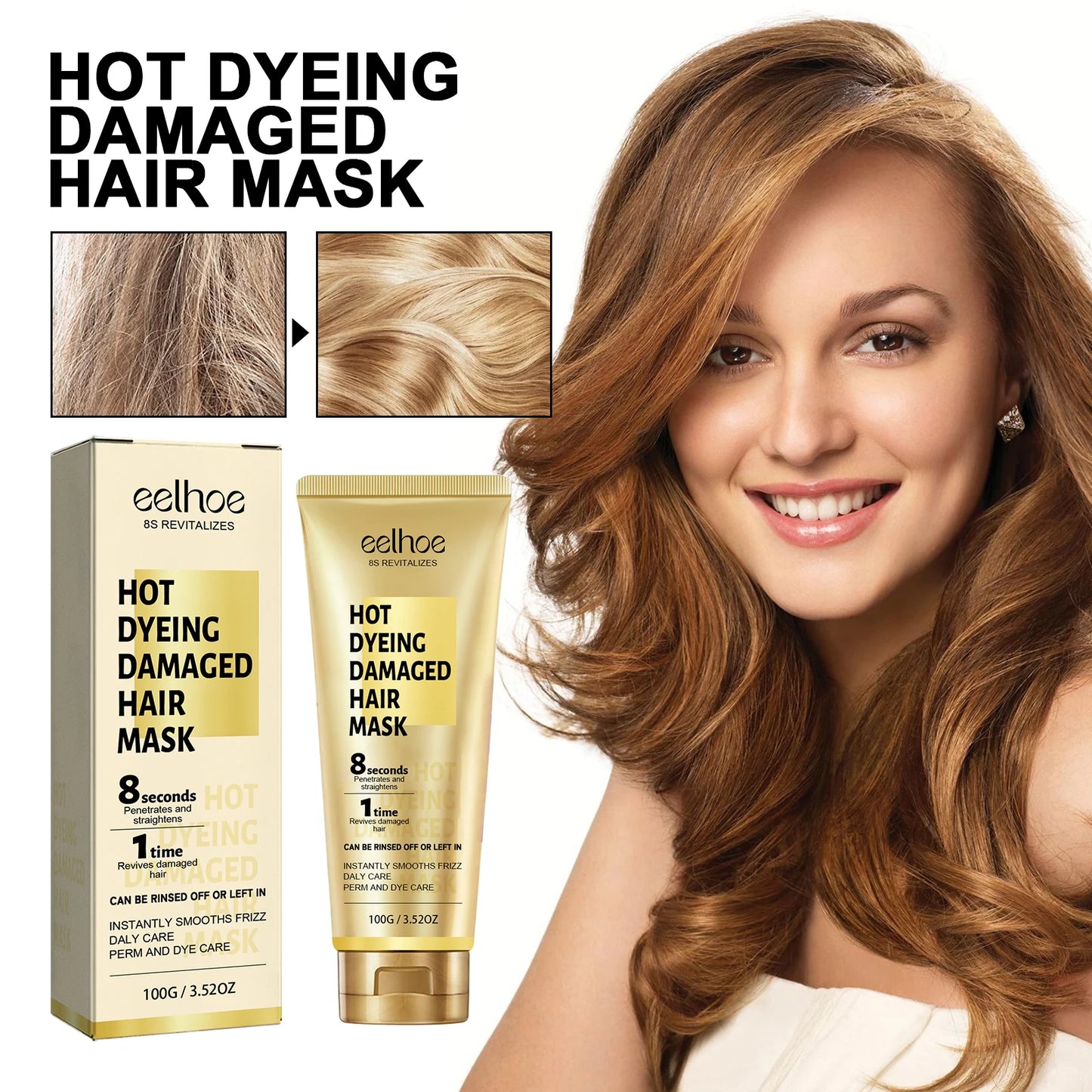 Keratin Hair Care Cream 8 Seconds Hair Mask Improves Frizzy Tangled Hair Prevents Hair Breakage and Splitting Hair Care Product