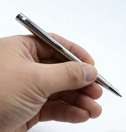 Mini Stainless Steel Metal Ballpoint Pen with 10 Replacement Refills Set, Portable Pocket Ballpen Compact Short Pen for Wallet