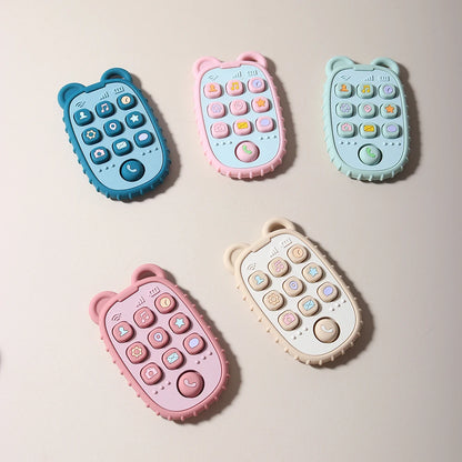 New Baby Teether Mobile Phone Shape Silicone Teether Teething Toy Kids Sensory Educational Toy Baby Gift Set