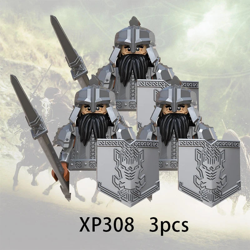 3pcs Lord Rings Elves Orcs Army Dwarf Rohan Mini Action Toy Figures Building Blocks Assembly Toys for Kids Birthday Gift