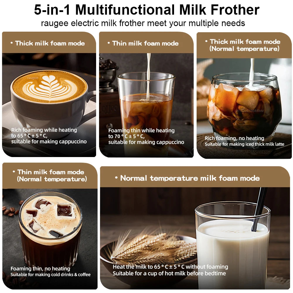 Electric Milk Frother Milk Foam Machine Automatic Milk Foamer for Cappuccino Coffee Latte 5in1 Electric Milk Frother Foam Maker