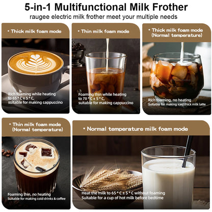 Electric Milk Frother Milk Foam Machine Automatic Milk Foamer for Cappuccino Coffee Latte 5in1 Electric Milk Frother Foam Maker