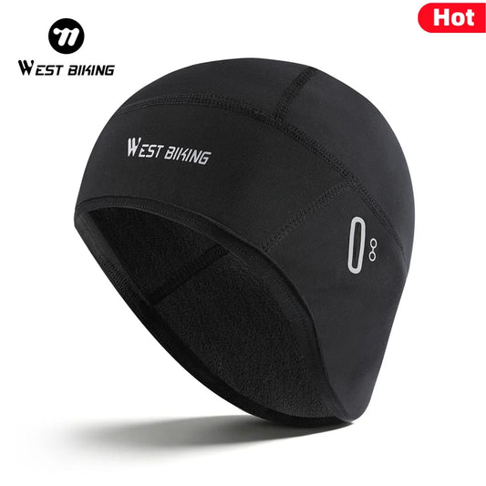 WEST BIKING Winter Fleece Cycling Cap Windproof Thermal Skull Cap Helmet Liner Running Skiing Motocycle Riding Men MTB Bike Hat
