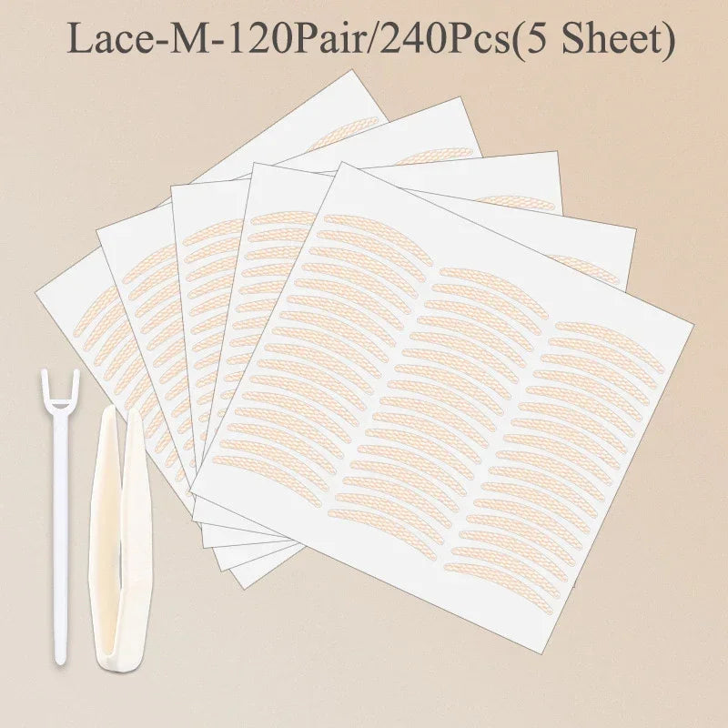 Lace Mesh Olive-shaped Eyelid Paste-shaped Invisible Double Fold Eyelid Shadow Tape Sticker Beauty Makeup Eyelid Tool 180-480Pcs