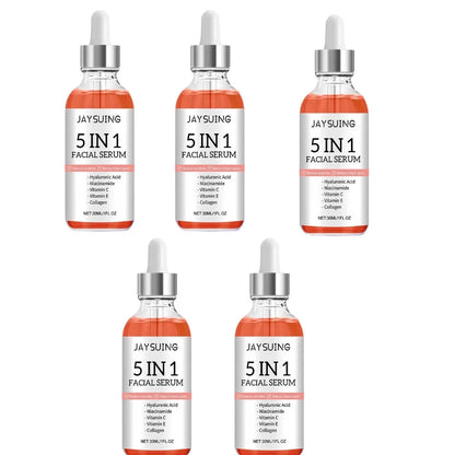 5 In 1 Fade Fine Lines Firming Face Serum Moisturizing Brightening Vitamin C Hyaluronic Acid Facial Serum Shrink Pores Skin Care
