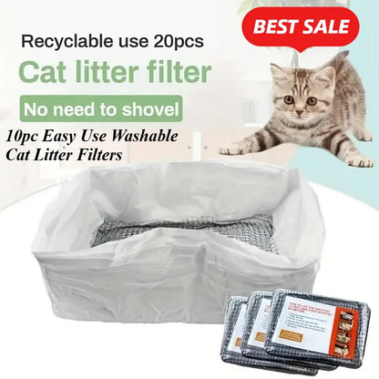 10pcs Washable Cat Litter Filters - Easy to Use, Recyclable, Excellent Workmanship, Designed for Pet Litter Box Liners