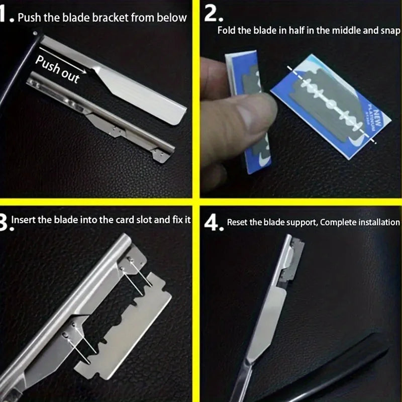Manual Shaver for Men Barbershop Razor Stainless Steel Shank Is Easy To Use Safety Razor 1Pcs Shaving Razor with 10pcs Blades
