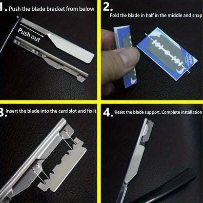 Manual Shaver for Men Barbershop Razor Stainless Steel Shank Is Easy To Use Safety Razor 1Pcs Shaving Razor with 10pcs Blades