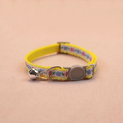 Hand Knitting Flower Pet Collar With Bell Colorful Retro Style Cat Collar Adjustable Safety Necklace For Puppy Cat Accessories