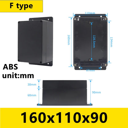 Black Outdoor Waterproof Enclosure Plastic Box Electronic Project Instrument Case Electrical Project Box Junction Box Housing