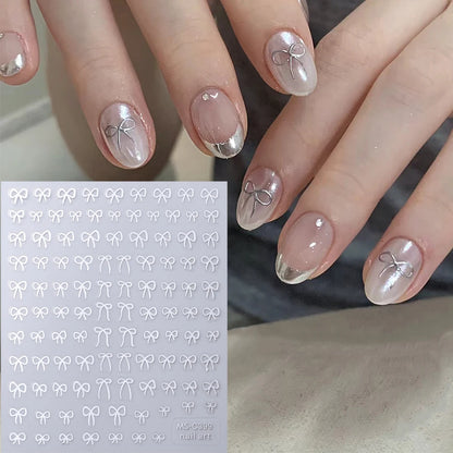 1/2pcs Black White Pink Mini Bowknot Design Nail Art Sticker Self Adhesive Lace Ribbons Bow Butterfly Decals Nail Art Decoration