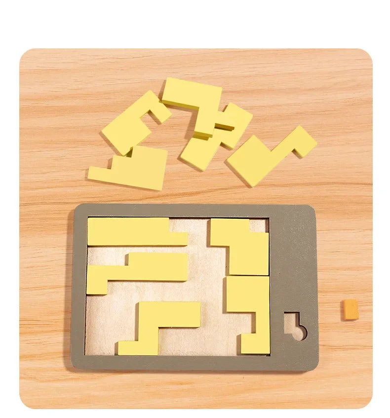 Wooden Geometric Puzzles Challenge Impossible Brain Burning Decompression IQ Mind Brain Teaser Jigsaw Puzzle for Adults Kids