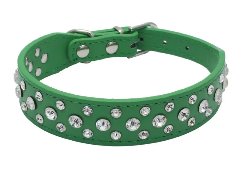 Pet collars for small dogs, pet collars, rhinestone PU collars for cats and dogs, adjustable to prevent pets from being lost