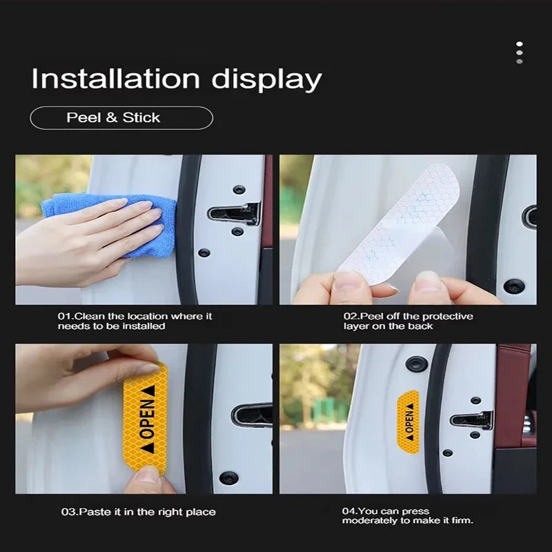 Night Reflective Car Door Sticker Safety Opening Warning Reflector Tape Decal Auto Accessories Exterior Interior Reflector Amagi