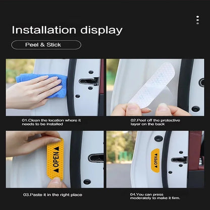 Night Reflective Car Door Sticker Safety Opening Warning Reflector Tape Decal Auto Accessories Exterior Interior Reflector Amagi