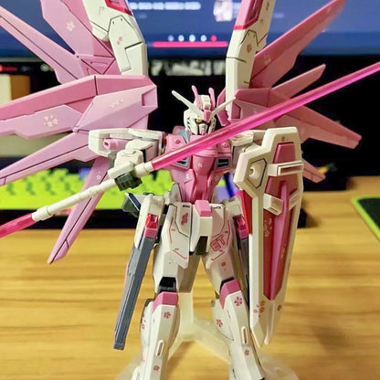 ZGMF-X10A HG 1/144 Freshman Freedom Mecha Assembly Model Action Figures Cherry Blossom Color Scheme Children Toy Gift Decorate