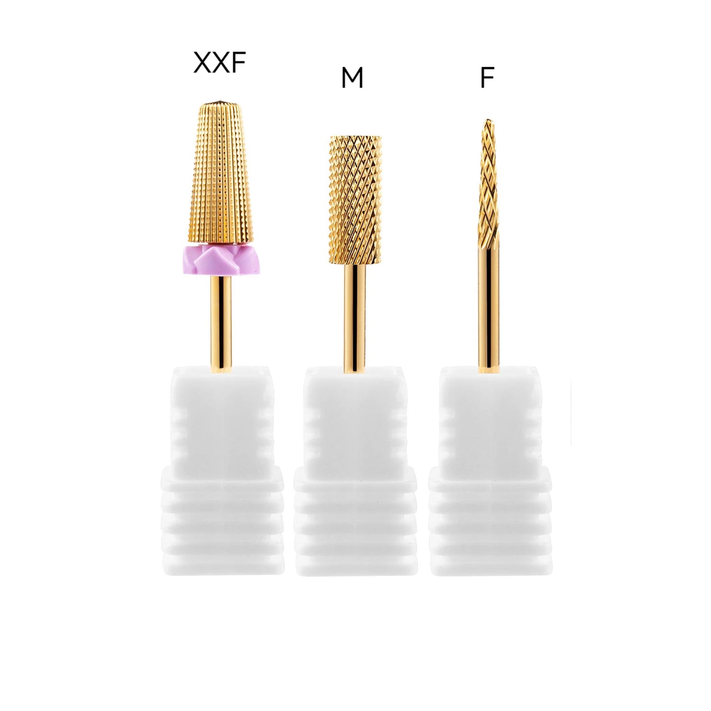 5 In 1 Tungsten Carbid Nail Drill Bits Milling Cutter For Remove Nail Polish UV Gel Tapered Safety End Cut Manicure Tools Golden