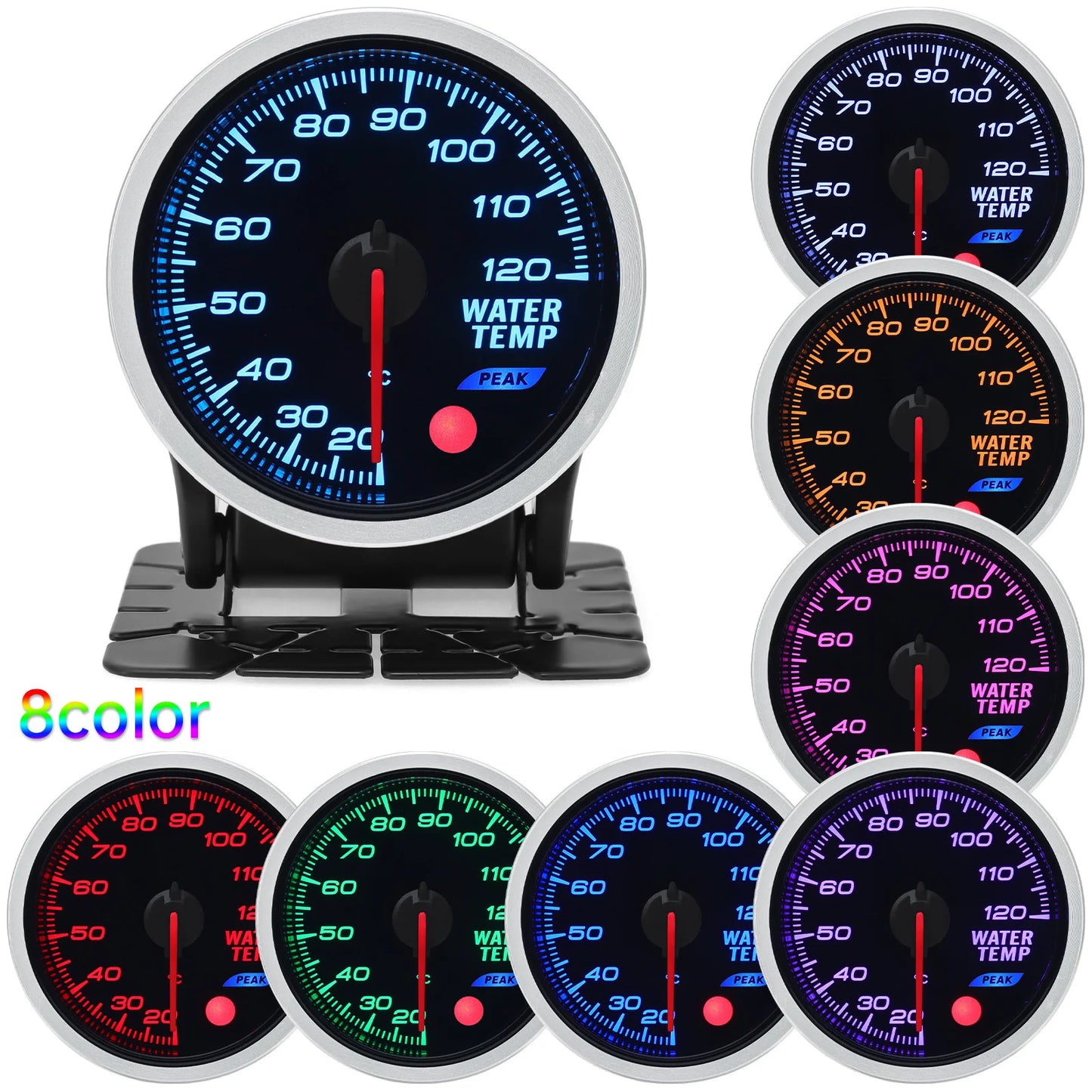 Universal Auto 12V 52mm 8 Color Racing Car Oil Pressure Water Oil Temp EGT Exhaust Temp Turbo Boost Tachometer Gauge Meter