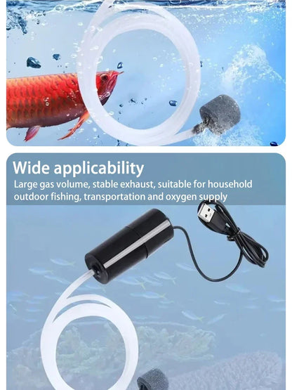 Mini Oxygen Pump USB Portable Fish Tank Fish Farming Aquarium Supplies Small Oxygen Pump Ultra Quiet Fishing Aerator