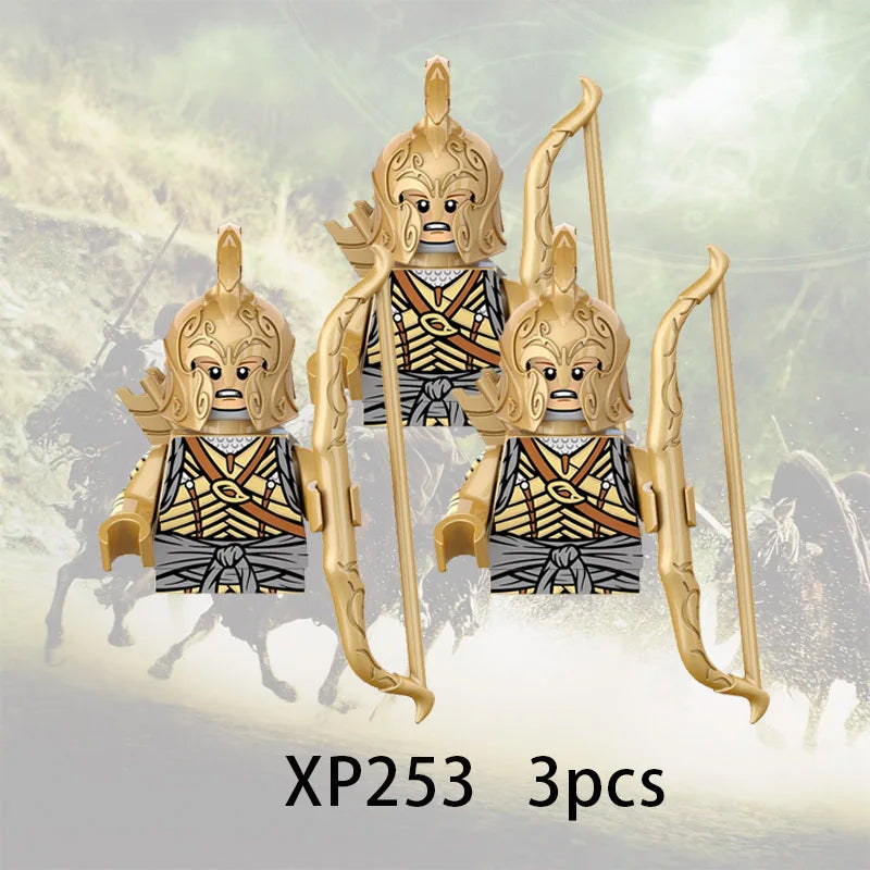 3pcs Lord Rings Elves Orcs Army Dwarf Rohan Mini Action Toy Figures Building Blocks Assembly Toys for Kids Birthday Gift