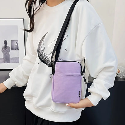 New Fashion Simple Casual Shoulder Messenger Bag, Women's Portable Mobile Phone Bag, Vertical Coin Key Bank Card Shoulder Bag