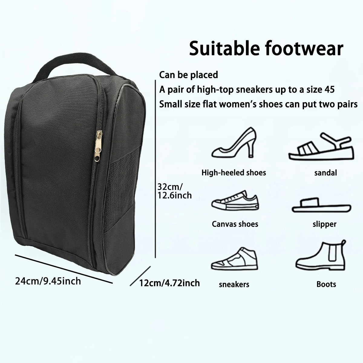 Portable Golf Shoe Bag Oxford Cloth Shoe Carrier Bags Breathable Lightweight Golf Handbag Dustproof Football Tennis Shoe Bag