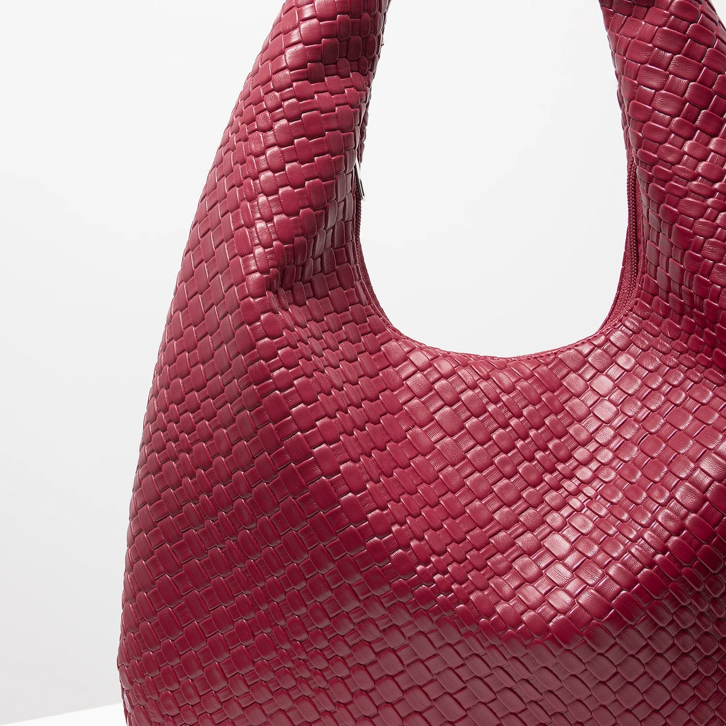 Vintage Faux Woven Leather Shoulder Bag, Women's Handbag, Large Capacity Tote Bag, Crescent Bag, Zipper Underarm Bag, Daily Commuter Bag (Random Pattern)