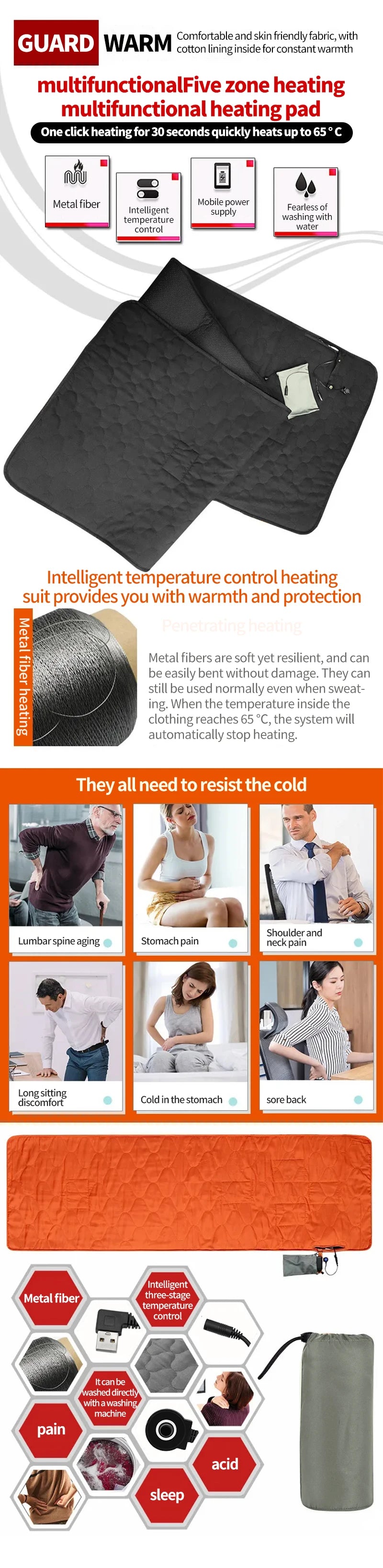 Outdoor USB Heating Sleeping Mat Outdoor Electric Heating Pads Camping Heated Sleeping Mattress Sleeping Bag Mattress